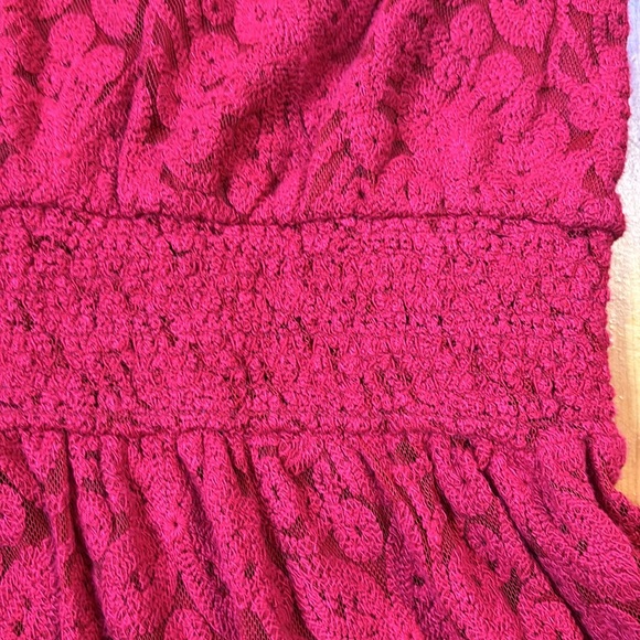 LEIFNOTES S Red Lace Field Day Peasant Dress Lined Long Sleeve - Picture 11 of 12